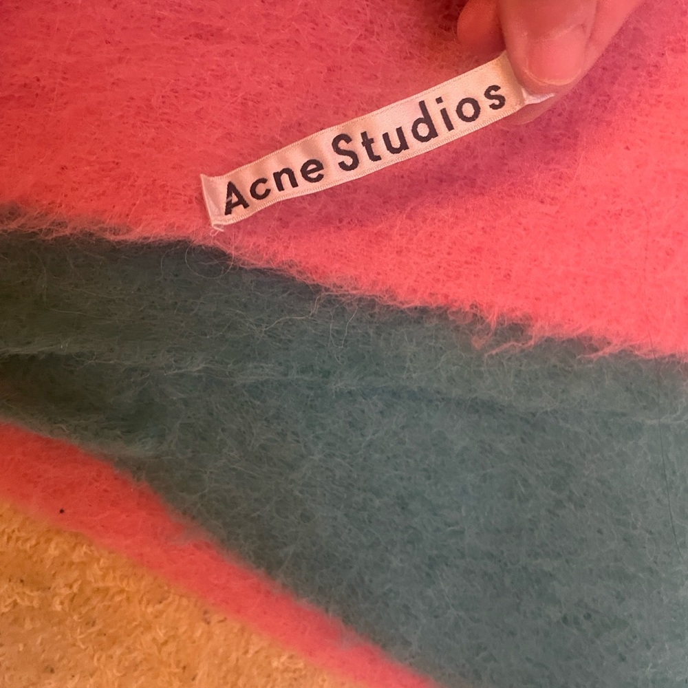 Acne Studies Pink And Green Kelow Dye Scarf View 4